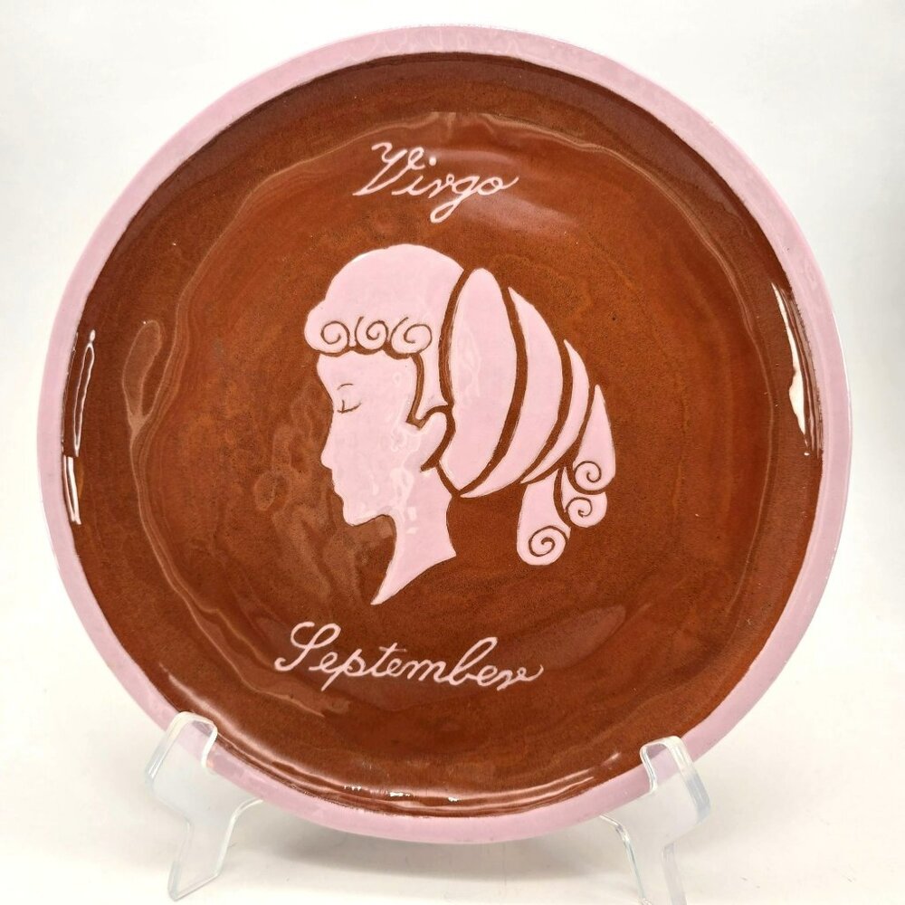 Virgo Handcrafted Ceramic Plate With September Design Artisan Signed jj3699